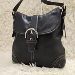 COACH ソーホー ショルダーバッグ フラップ 黒 レザー 斜め掛け ブラック