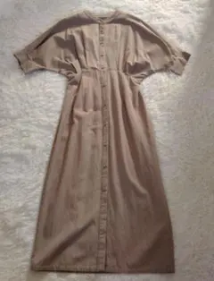 【新品】Rag Out バンドカラーワンピース 半袖 ロング　リネン