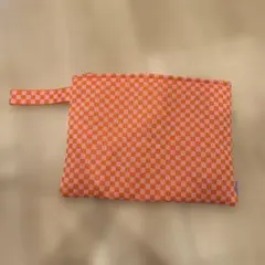 MyLittleBox チェッカー柄 ポーチ オレンジ/ピンクのサムネイル