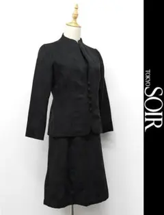 B407/東京ソワール TOKYO SOIR セットアップ スーツ 9 黒 光沢