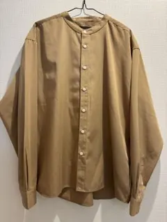 NANO UNIVERSE ベージュ バンドカラーシャツ