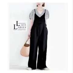 Lace Ladies＊サロペット オールインワン・パンツ ブラックカラーのサムネイル