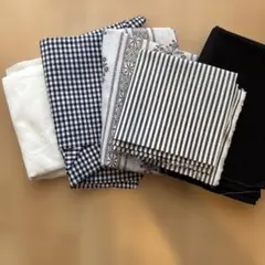 布地セット（白、黒、チェック柄、ストライプ）