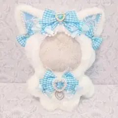 ♡ 16cm ぬい服 おすわり しろねこ 水色ギンガム にじぬい ♡ - メルカリ