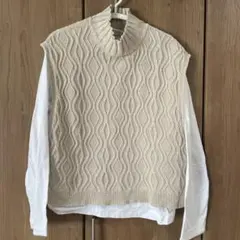 値下げ中！ZARA ベージュ ケーブルニット Lサイズ