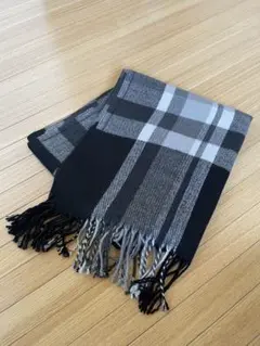 チェック大判ストール　黒✖️グレー　美品！