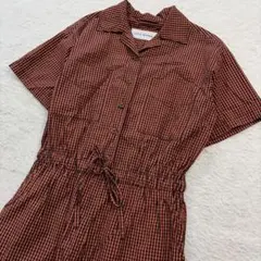 CHILD WOMAN ギンガムチェック　半袖シャツジャンプスーツのサムネイル