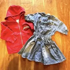 【2点セット】女の子 90cm パーカー ワンピース
