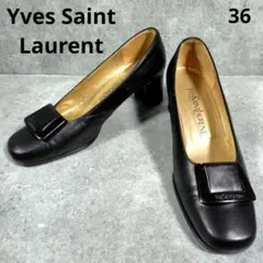 イブサンローラン　パンプス　バックル　ブラック　ヒール　冠婚葬祭　【36】