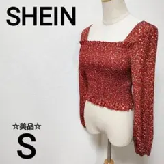 ⭐︎美品【SHEIN】小花柄　スクエアネック　ギャザートップス　S　1379