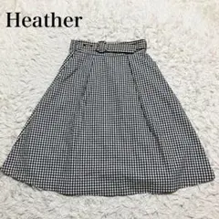 Heather ヘザー　ギンガムチェック フレアスカート　Aライン　ベルト付きのサムネイル