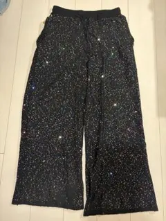SHINYAKOZUKAスパンコール ワイドパンツ イージーパンツ ブラック
