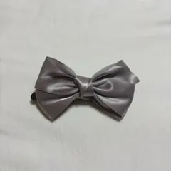 サテン リボン バナナクリップ グレー ヘアアクセサリー