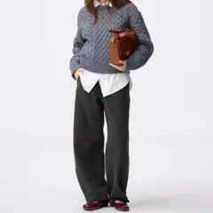 GU ジーユー デニムスウェットバレルレッグパンツ L