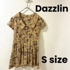 良品　dazzlin 花柄ワンピース Sサイズ 半袖 フレア 丸襟 フェミニン