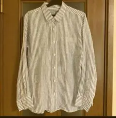 値上げ予定　無印良品リネンストライプシャツ　XL
