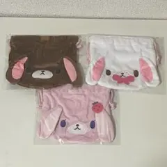 シュガーバニーズ ふわふわ巾着 ストロベリーうさ　しろうさ くろうさ シュガバニ