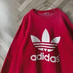 80s〜90s ビンテージ　アディダス adidas　デカロゴスウェット　赤