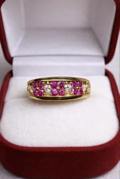 ☆0.6ct☆✨ルビー0.50ctダイヤモンドハーフエタニティリング指輪 