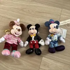 ミッキーマウス　ぬいぐるみバッジ3体セット