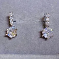 S925 モアサナイト6mm ゆらゆら ピアス