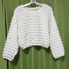 【Am】長袖ホワイト ポコポコトップス