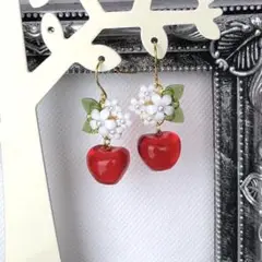 こぴーち様　No.327 りんごのピアス　1番のカニカンに変更　マスクチャーム