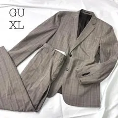 新品　GU ジーユー スーツ セットアップ ブラウン XL チェック メンズ