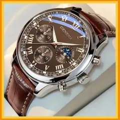 Geneva　クロノグラフ アナログ時計 ブラウン