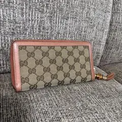 グッチ 長財布 ラウンドファスナー GG キャンバス バンブー チャーム