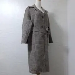 メリーゴーランド 千鳥格子柄 ロングコート チェスターコート レトロ 送