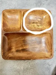 【ジャンク品】木製 アカシア　3区画プレート