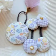 391✾︎ ハンドメイド ヘアゴム2個セット 22㎜くるみボタン - メルカリ