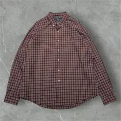 ラルフローレン 長袖シャツ 2XL 黒 赤 オンブレチェック シャドウ 6333