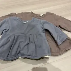 長袖 カットソー チュニック 90サイズ 100サイズ お揃い 色違い