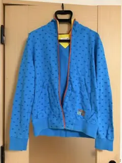 TOMMY パーカー Mサイズ 総柄 US85 刺繍 ブルー