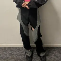 変形 デザインパンツ ブラック×グレー ダンス衣装 SHEIN