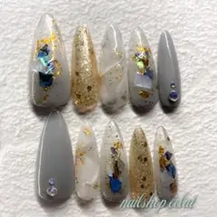 ネイルチップ ギャル 夏 ニュアンス ロング 派手 シェル  大理石 大人 上品