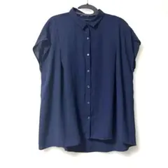 ジーユー　半袖シャツ　半袖ブラウス　ネイビー　L GU