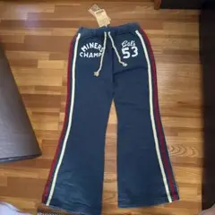 フレアパンツ ネイビー ストライプ