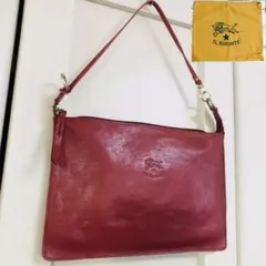 美品 高級感漂う美しい本革】ILBISONTE レザーバッグ 赤 バイソン刻印 