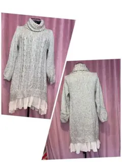 axes femme森ガールy2k♡フリルハイネックニットワンピース