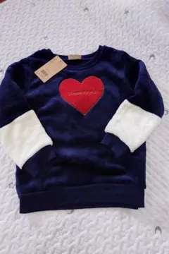 ハート刺繍 ネイビー トレーナー