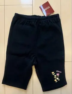 新品未使用EKUBO キッズスパッツ 120 花柄刺繍 黒 うしろポケットあり