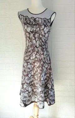 【週末セール】EPOCAエポカ ワンピース 40 花柄ジャカード フレア 上品М