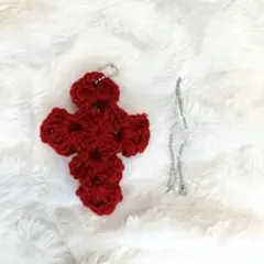 十字架 クロス キーホルダー ハンドメイド 赤 レッド Y2K グランジ