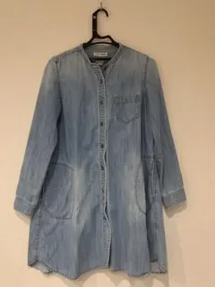 ライトブルー　デニムジャケット　長袖 フリーサイズ　デニムシャツ