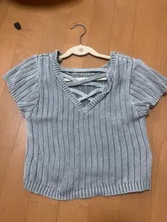 GYDA 半袖 ニット トップス ブルーのサムネイル