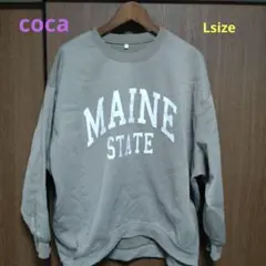 coca MAINE ロゴ裏起毛トレーナー　Lsize　ベージュ