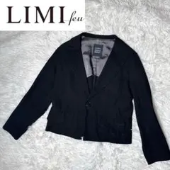 リミフゥ ウールギャバジン ショールカラー テーラードJKT クロップド丈 黒のサムネイル